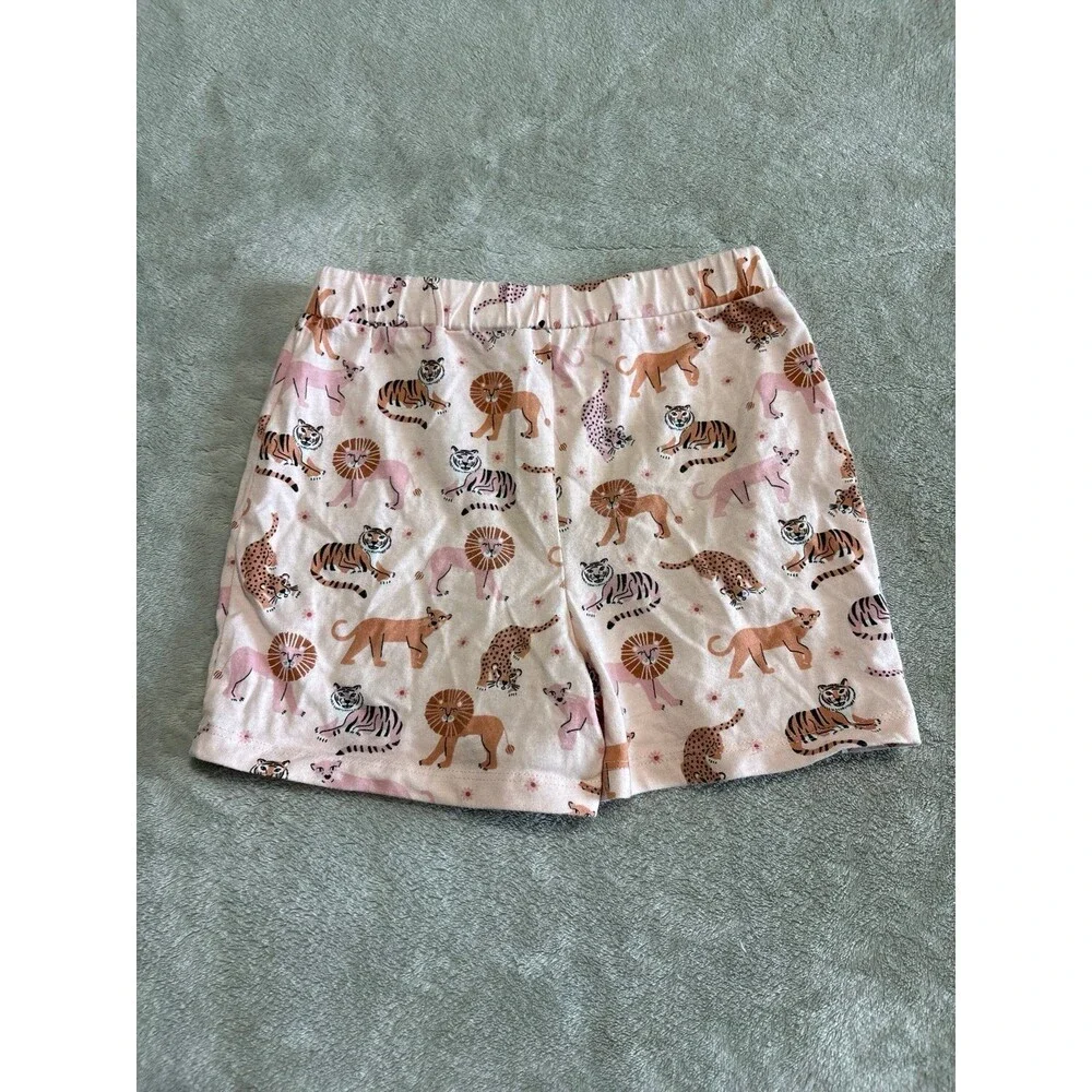 girls pink tiger print shorts wildlife pajama sleepwear playwear layering girly